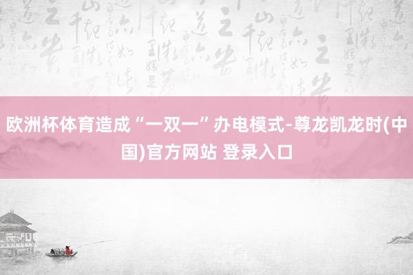 欧洲杯体育造成“一双一”办电模式-尊龙凯龙时(中国)官方网站 登录入口