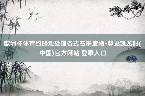 欧洲杯体育约略地处理各式石墨废物-尊龙凯龙时(中国)官方网站 登录入口
