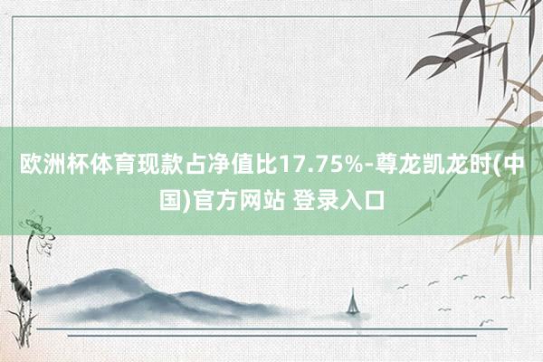 欧洲杯体育现款占净值比17.75%-尊龙凯龙时(中国)官方网站 登录入口
