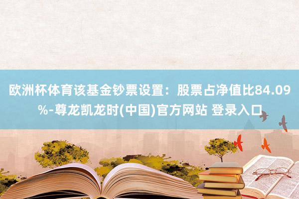 欧洲杯体育该基金钞票设置:股票占净值比84.09%-尊龙凯龙时(中国)官方网站 登录入口