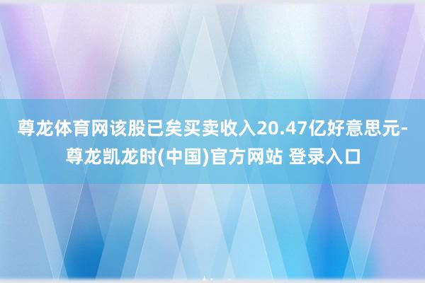 尊龙体育网该股已矣买卖收入20.47亿好意思元-尊龙凯龙时(中国)官方网站 登录入口