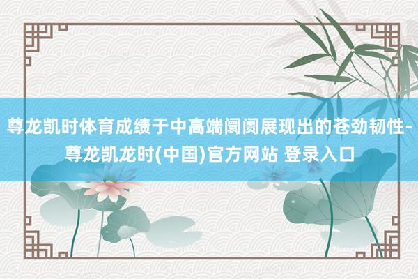 尊龙凯时体育成绩于中高端阛阓展现出的苍劲韧性-尊龙凯龙时(中国)官方网站 登录入口
