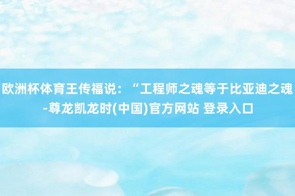 欧洲杯体育王传福说：“工程师之魂等于比亚迪之魂-尊龙凯龙时(中国)官方网站 登录入口
