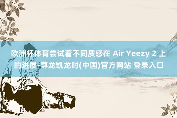 欧洲杯体育尝试着不同质感在 Air Yeezy 2 上的进展-尊龙凯龙时(中国)官方网站 登录入口
